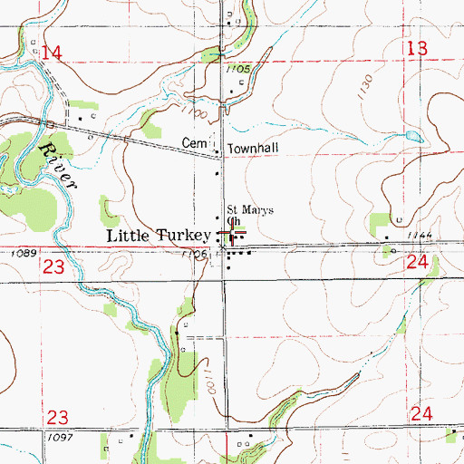Topographic Map of Saint Marys Church, IA
