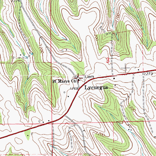 Topographic Map of Saint Marys Church, IA
