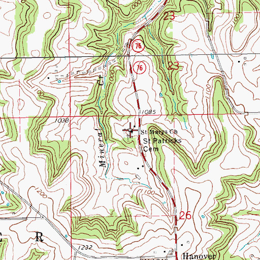 Topographic Map of Saint Marys Church, IA