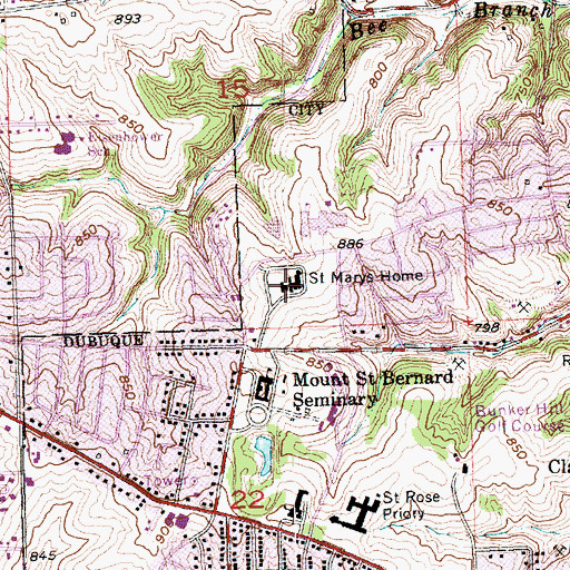Topographic Map of Saint Marys Home, IA