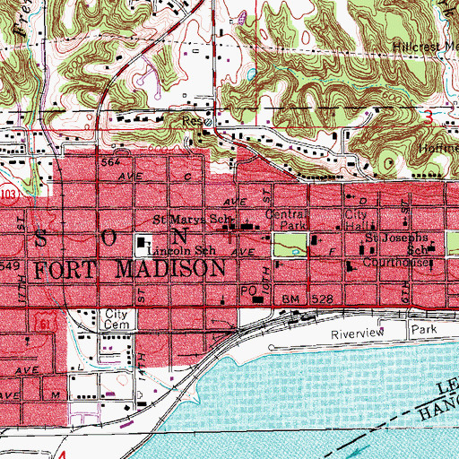 Topographic Map of Saint Marys School, IA