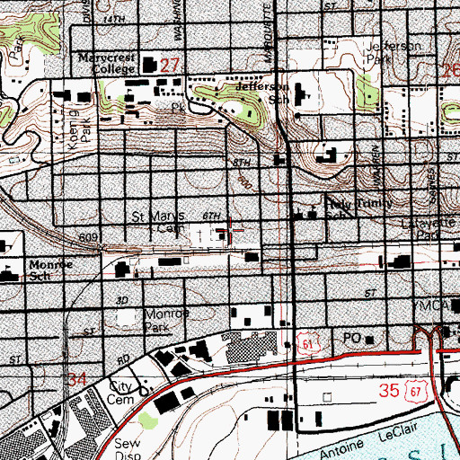 Topographic Map of Saint Marys School, IA