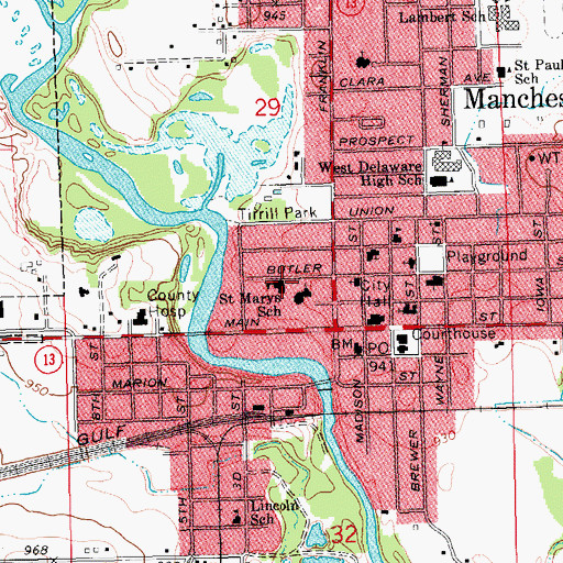 Topographic Map of Saint Mary Elementary School, IA