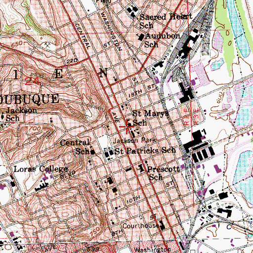Topographic Map of Saint Marys School, IA