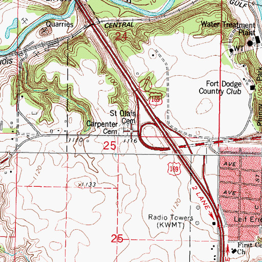 Topographic Map of Saint Olafs Cemetery, IA