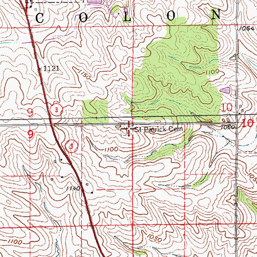Topographic Map of Saint Patrick Cemetery, IA