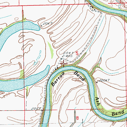 Topographic Map of Barrow Bend, AR
