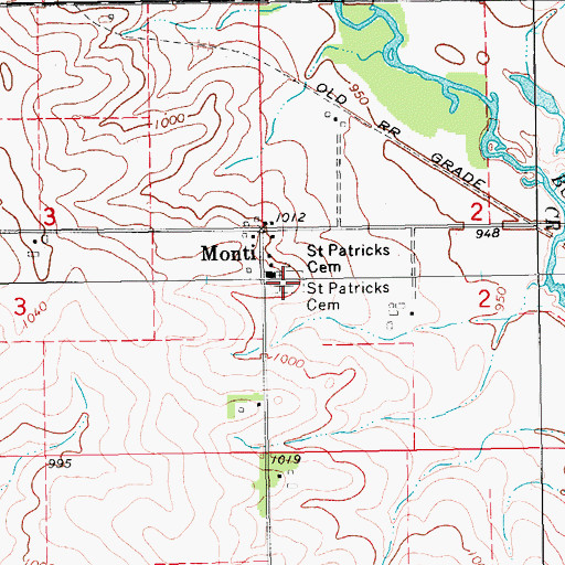 Topographic Map of Saint Patrick's Cemetery, IA