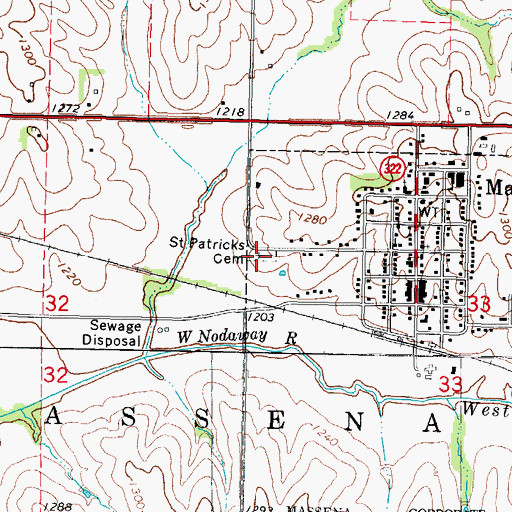 Topographic Map of Saint Patricks Cemetery, IA