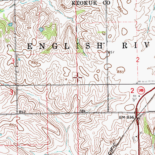 Topographic Map of Saint Patricks Cemetery, IA