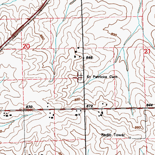 Topographic Map of Saint Patricks Cemetery, IA