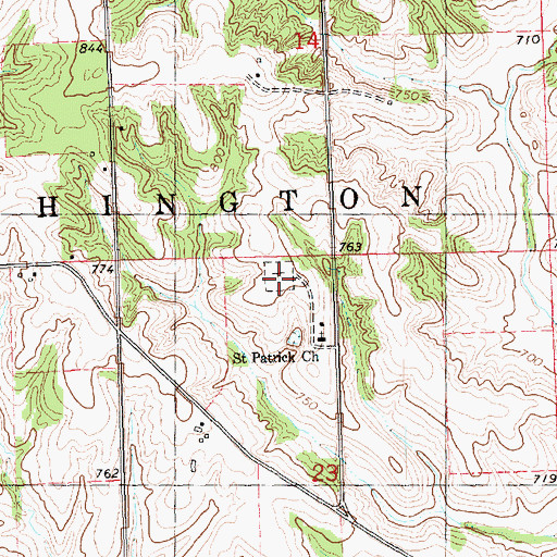 Topographic Map of Saint Patricks Cemetery, IA