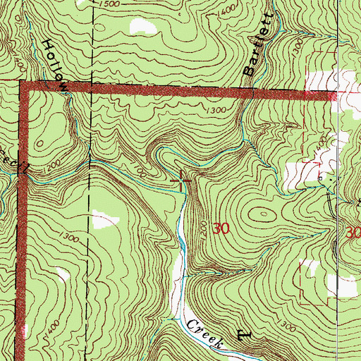 Topographic Map of Bartlett Cove, AR