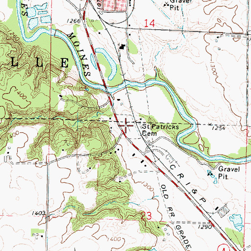 Topographic Map of Saint Patrick's Catholic Cemetery, IA