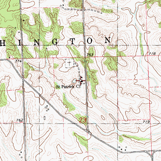 Topographic Map of Saint Patricks Church, IA
