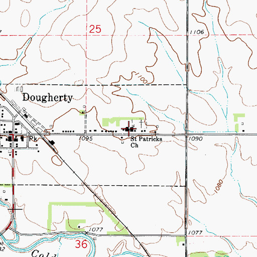 Topographic Map of Saint Patricks Church, IA