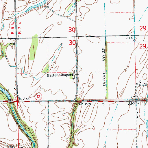 Topographic Map of Barton Chapel, AR