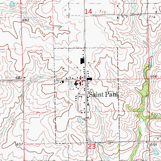 Topographic Map of Saint Paul, IA