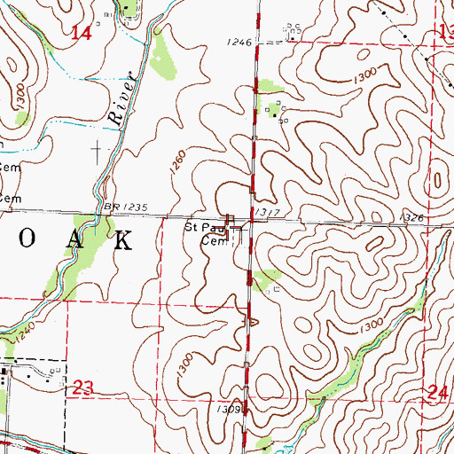 Topographic Map of Saint Paul Cemetery, IA