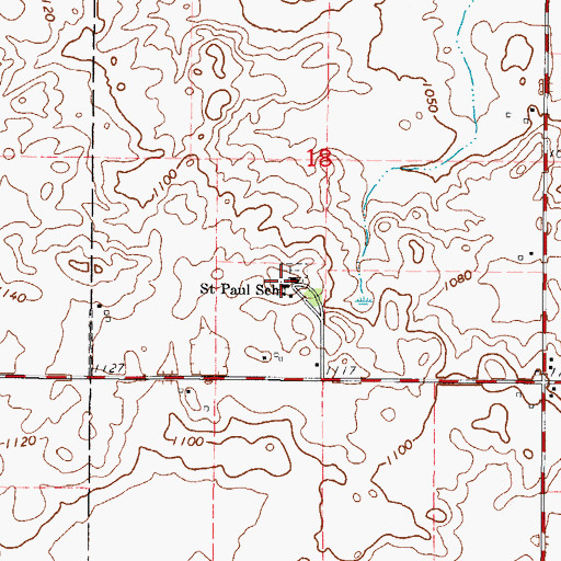 Topographic Map of Saint Paul School, IA