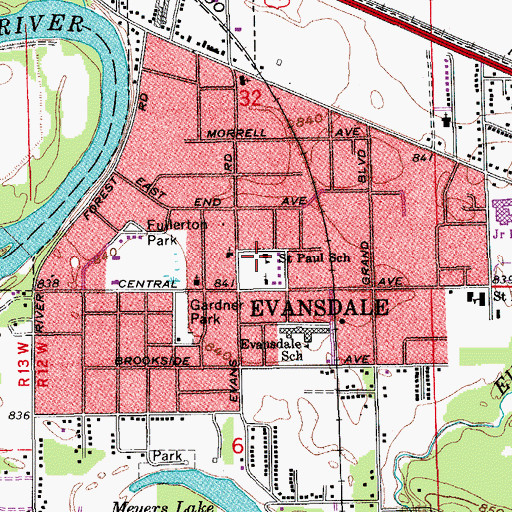 Topographic Map of Saint Paul School, IA