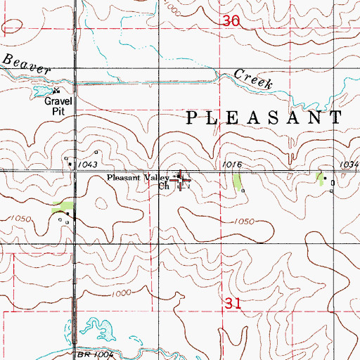 Topographic Map of PLEASANT VALLEY U M C CEMETERY, IA
