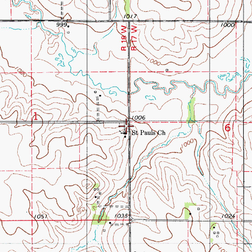 Topographic Map of Saint Paul's Church, IA