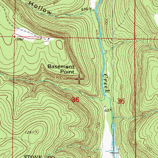Topographic Map of Basement Point, AR