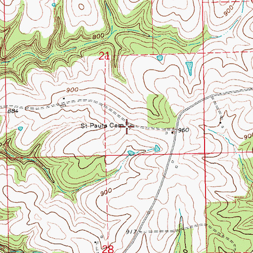Topographic Map of Saint Pauls Cemetery, IA