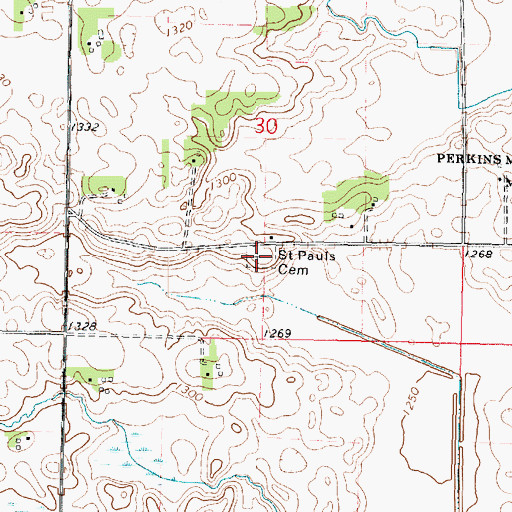 Topographic Map of Saint Pauls Cemetery, IA