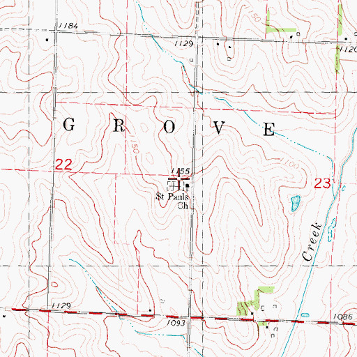 Topographic Map of Saint Pauls Church, IA