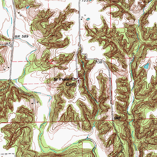 Topographic Map of Saint Pauls Church, IA