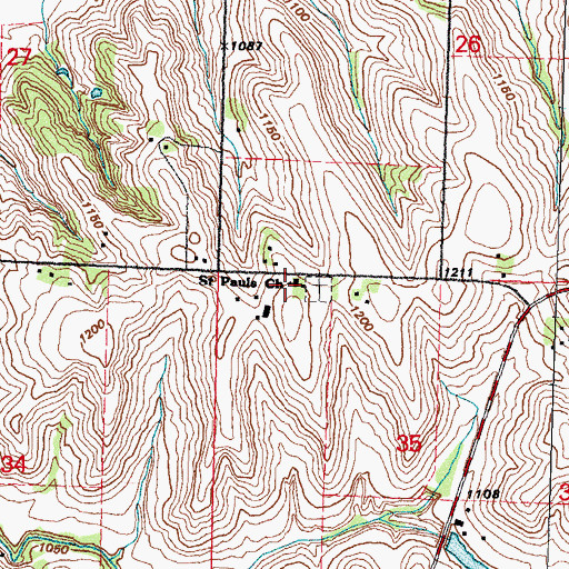 Topographic Map of Saint Pauls Church, IA
