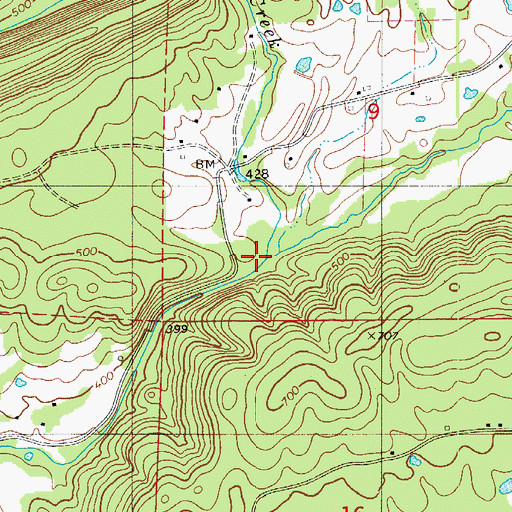 Topographic Map of Basin Creek, AR