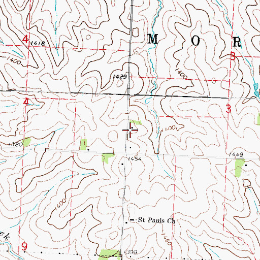 Topographic Map of Saint Pauls Church, IA
