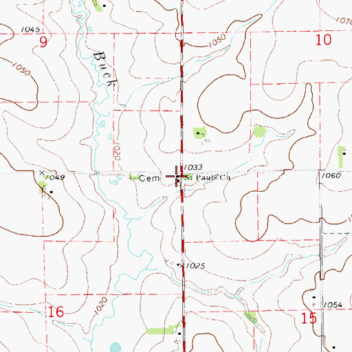 Topographic Map of Saint Pauls Church, IA