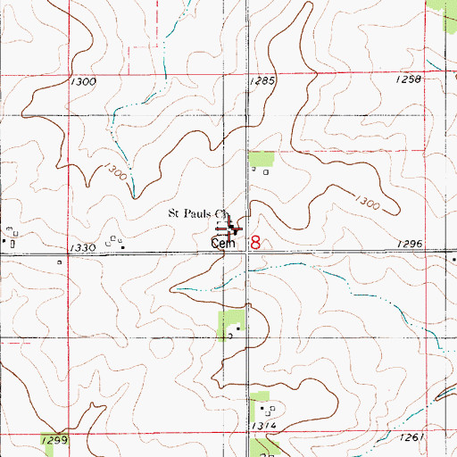 Topographic Map of Saint Pauls Church, IA