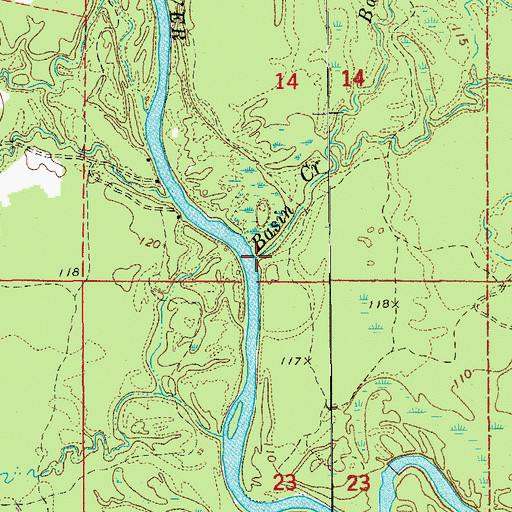 Topographic Map of Basin Creek, AR