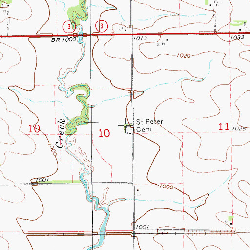Topographic Map of Saint Peter Cemetery, IA