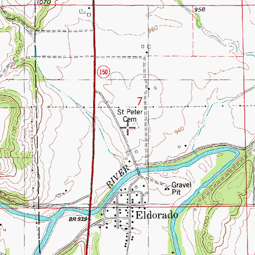 Topographic Map of Saint Peter Cemetery, IA