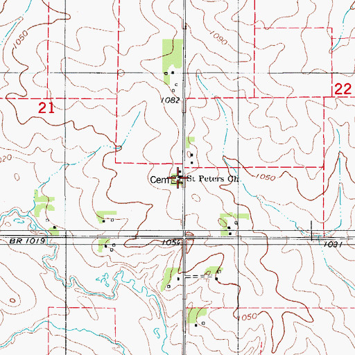 Topographic Map of Saint Peter's Church, IA