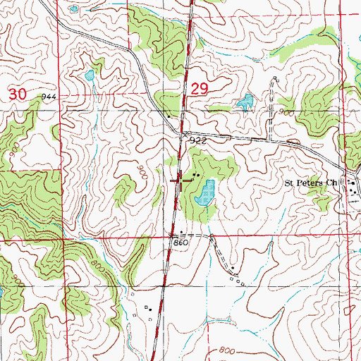 Topographic Map of Saint Peters Church, IA