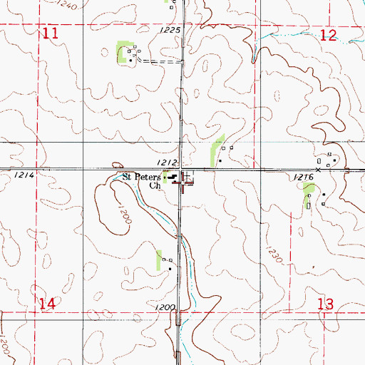 Topographic Map of Saint Peters Church, IA