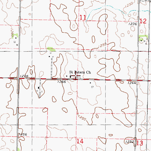 Topographic Map of Saint Peters Lutheran Cemetery, IA