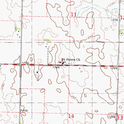 Topographic Map of Saint Peters Lutheran Church, IA