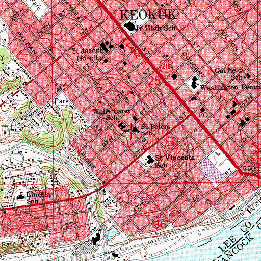 Topographic Map of Saint Peters School, IA