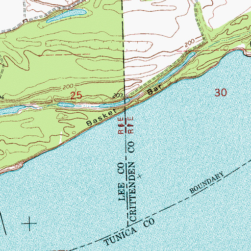 Topographic Map of Basket Bar, AR