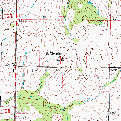 Topographic Map of Saint Timothy Church, IA