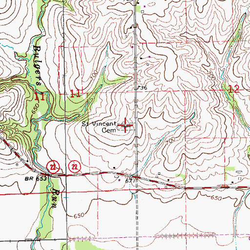 Topographic Map of Saint Vincent Cemetery, IA