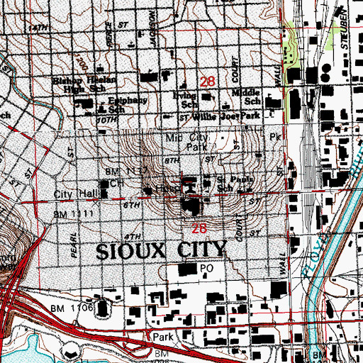 Topographic Map of Saint Vincent Hospital, IA